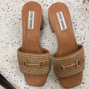 Steve Madden Brown Woven Slide Sandals